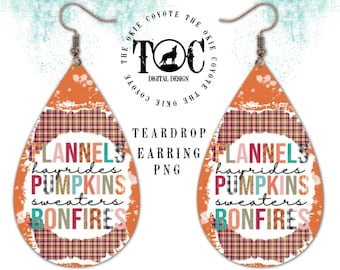 Teardrop Earring Template, Earring PNG, Digital Download, Sublimation Earring Blanks Design, Teardrop Earring Design, Fall Earrings