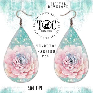 Teardrop Earring PNG, sublimatie oorbel sjabloon, roze bloemen Teardrop Earring ontwerp