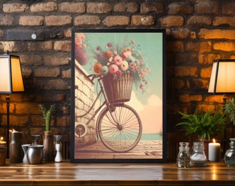 Vintage Cottage Bicycle Print: Retro Cottagecore Wall Art (Digital Download))