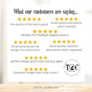 May include: A white background with customer reviews and gold star ratings. Text includes phrases like "the quality of the item is good" and "Excellent image clear crisp Love it." The Okie Coyote Digital Design logo is in the bottom right.