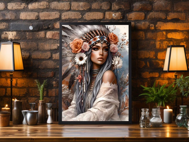 Bohemian Tribal Woman Wall Art Printable, 4x6, 5x7, 8x10, 11x14 - Etsy