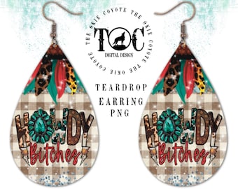 Teardrop Earring Template, PNG, Digital Download, Sublimation Design, Country Western Earrings