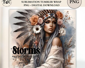 Tribal Boho Tumbler Wrap PNG: 20 oz Skinny Straight Tumbler Sublimation (Digital Download