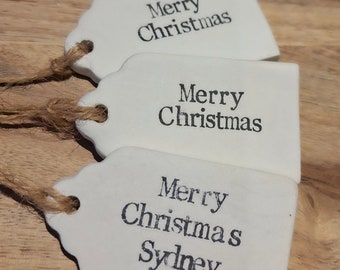 Personalized Handmade Present Tag, Hanging Clay label, Gift Tag, Christmas labels