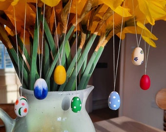 Spring home decoration wooden hand-painted hanging eggs, spring gift ideas, spring table decor, sustainable present, Easter+ Free Gift Bag !