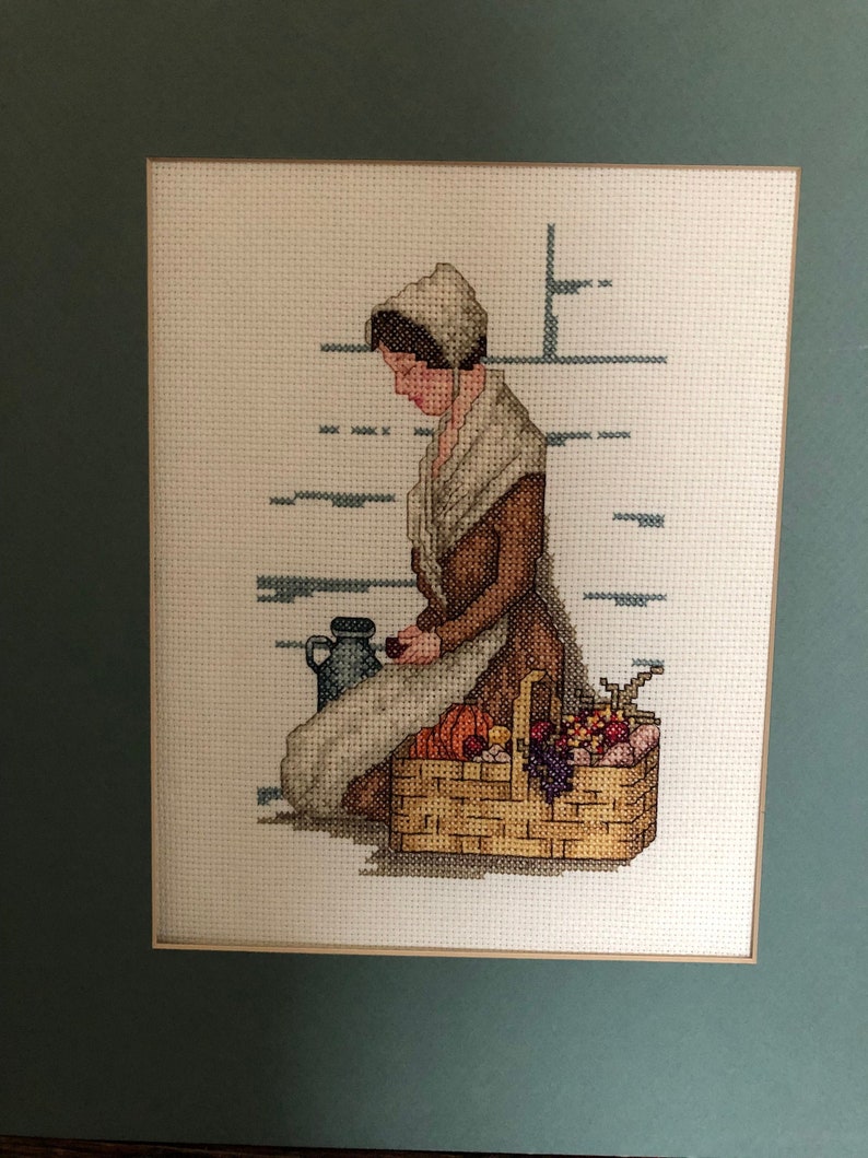Woman Giving Thanks 1990s Cross Stitch