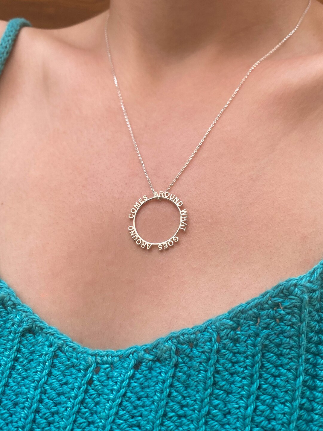 Sterling Silver Circle Karma Necklace Delicate Minimalist Etsy