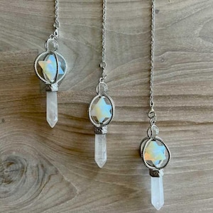 Opalite Merkabah Pendulum with Clear Quartz Point