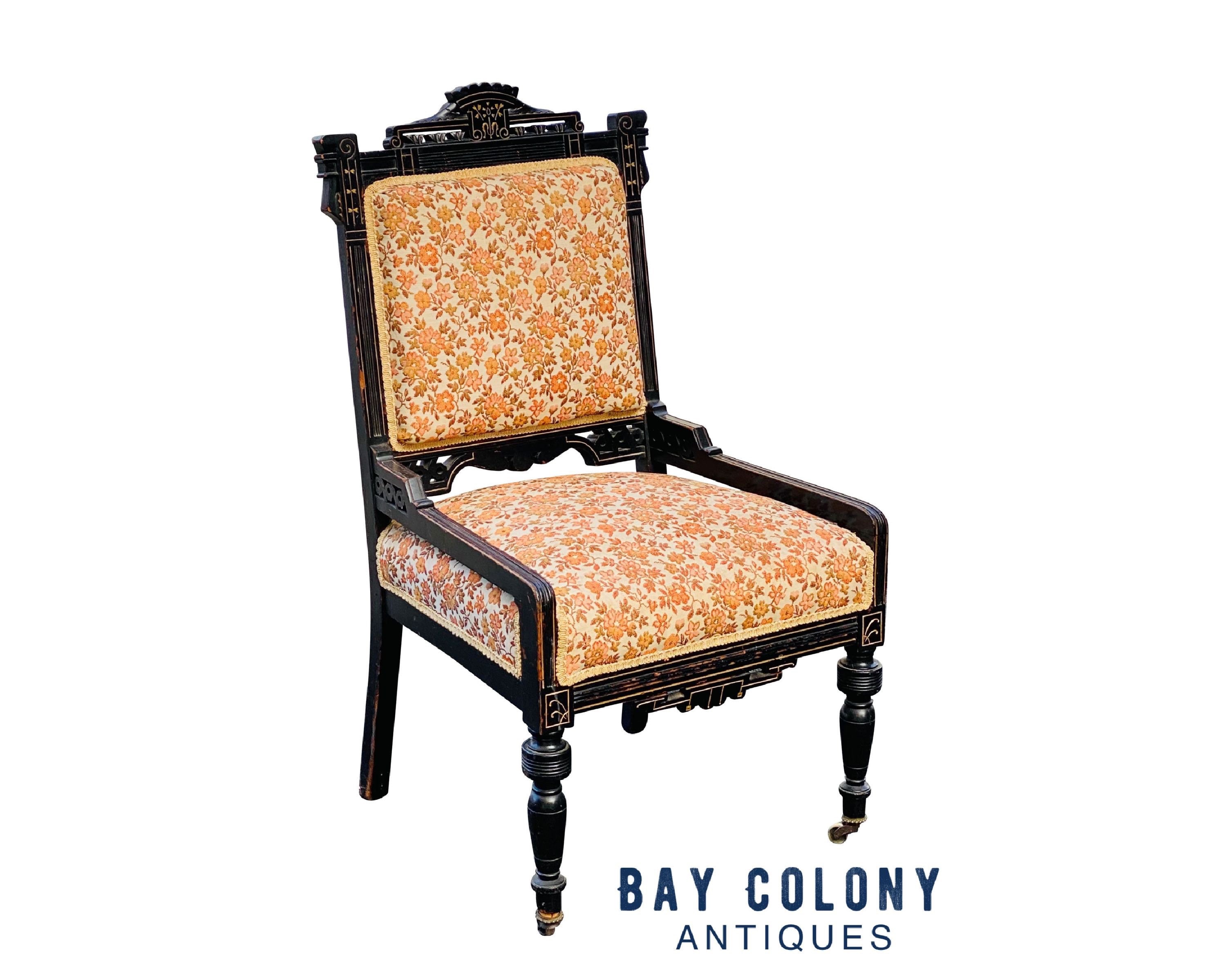 19th Century Antique Eastlake Victorian Ebonized Parlor Chair Etsy