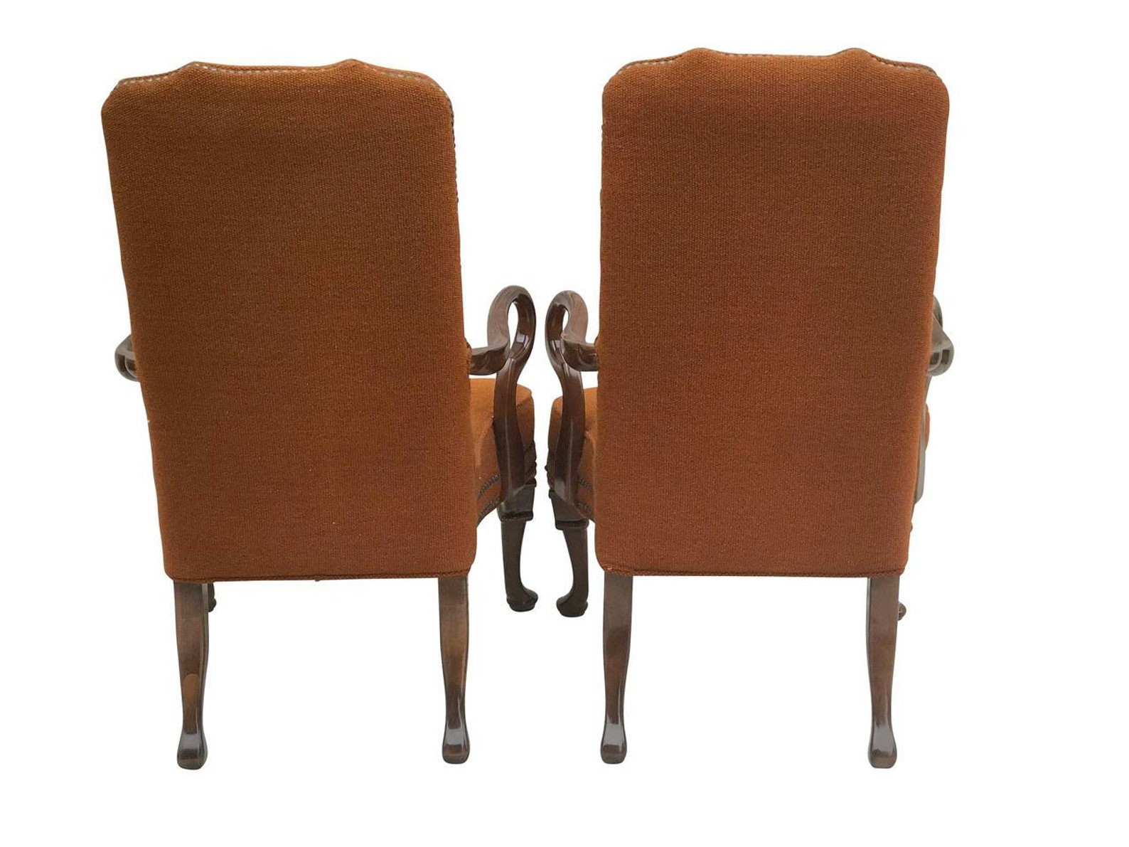 20th Century Queen Anne Antique Style Pair of Walnut Arm Etsy