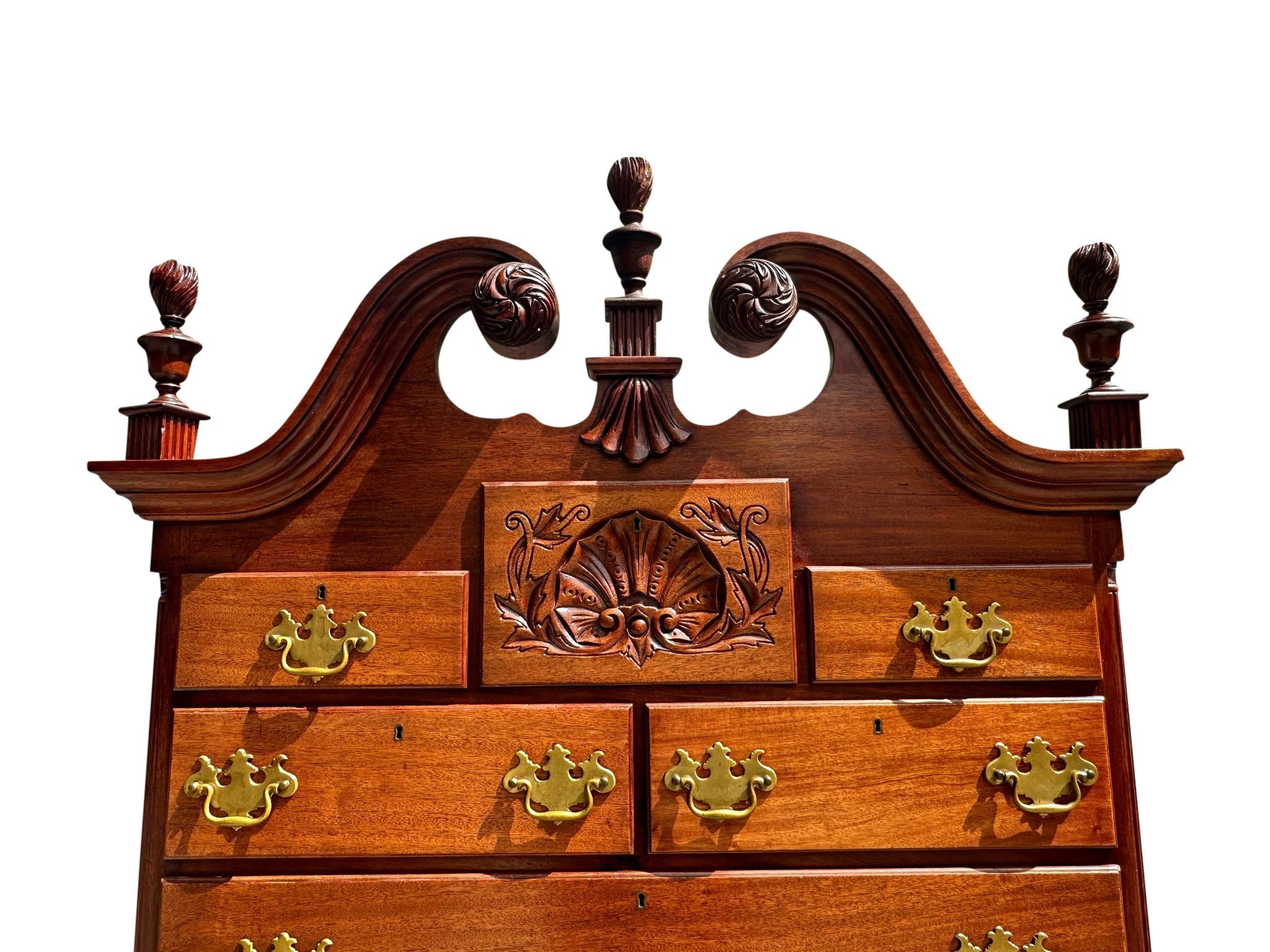 Shell High Boy Antique Chippendale Style Mahogany Shell Carved Highboy on Ball & Claw ...