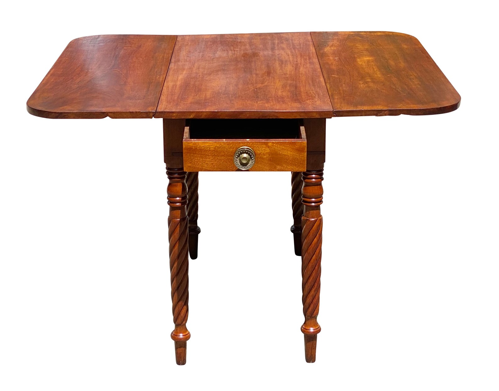 Antique Mahogany Drop Leaf Dining Table With Rope Carved Legs Etsy