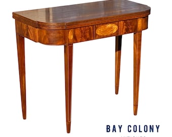 Antique Hepplewhite Style Mahogany & Satinwood Card Table / Console Table