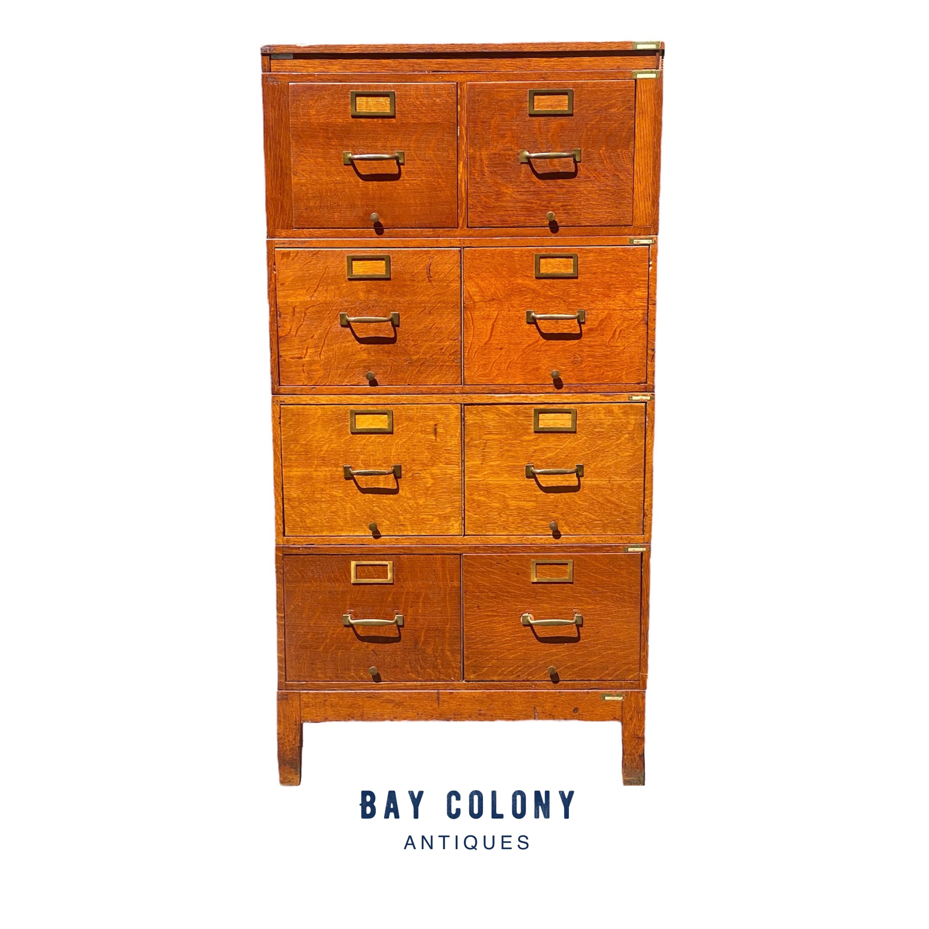 Antique Globe Wernicke Tiger Oak Legal Size File / Oak Filing