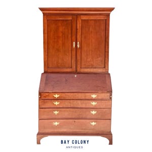 Antique Chippendale Period Connecticut Cherry Antique Secretary Desk