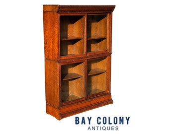 Antique Victorian Tiger Oak Barrister Bookcase -  John Danner Furniture co