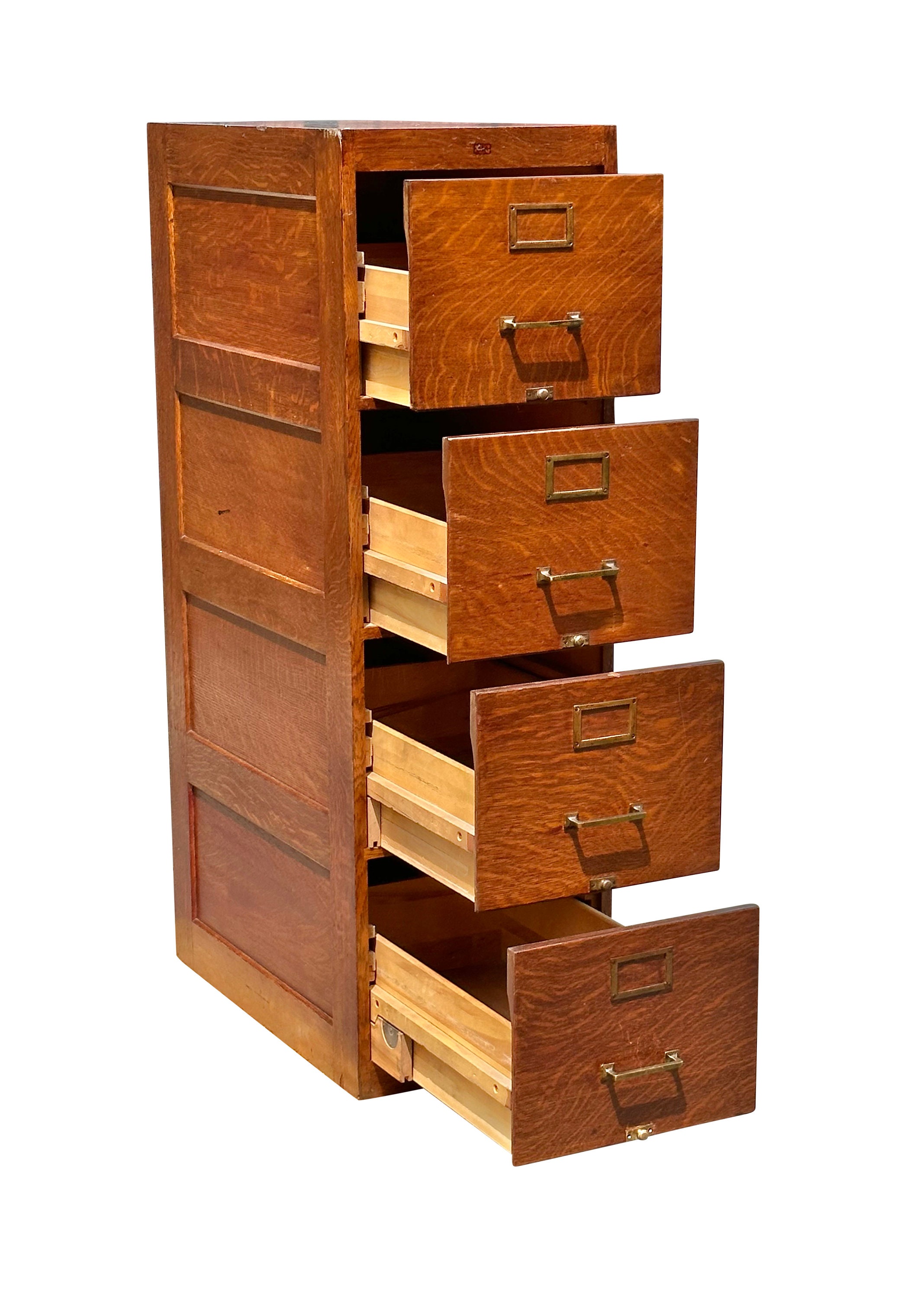 Antique Oak 4 Drawer Wood File Etsy