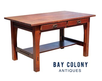 Antique Arts Crafts Oak Gustav Stickley Desk Library Table
