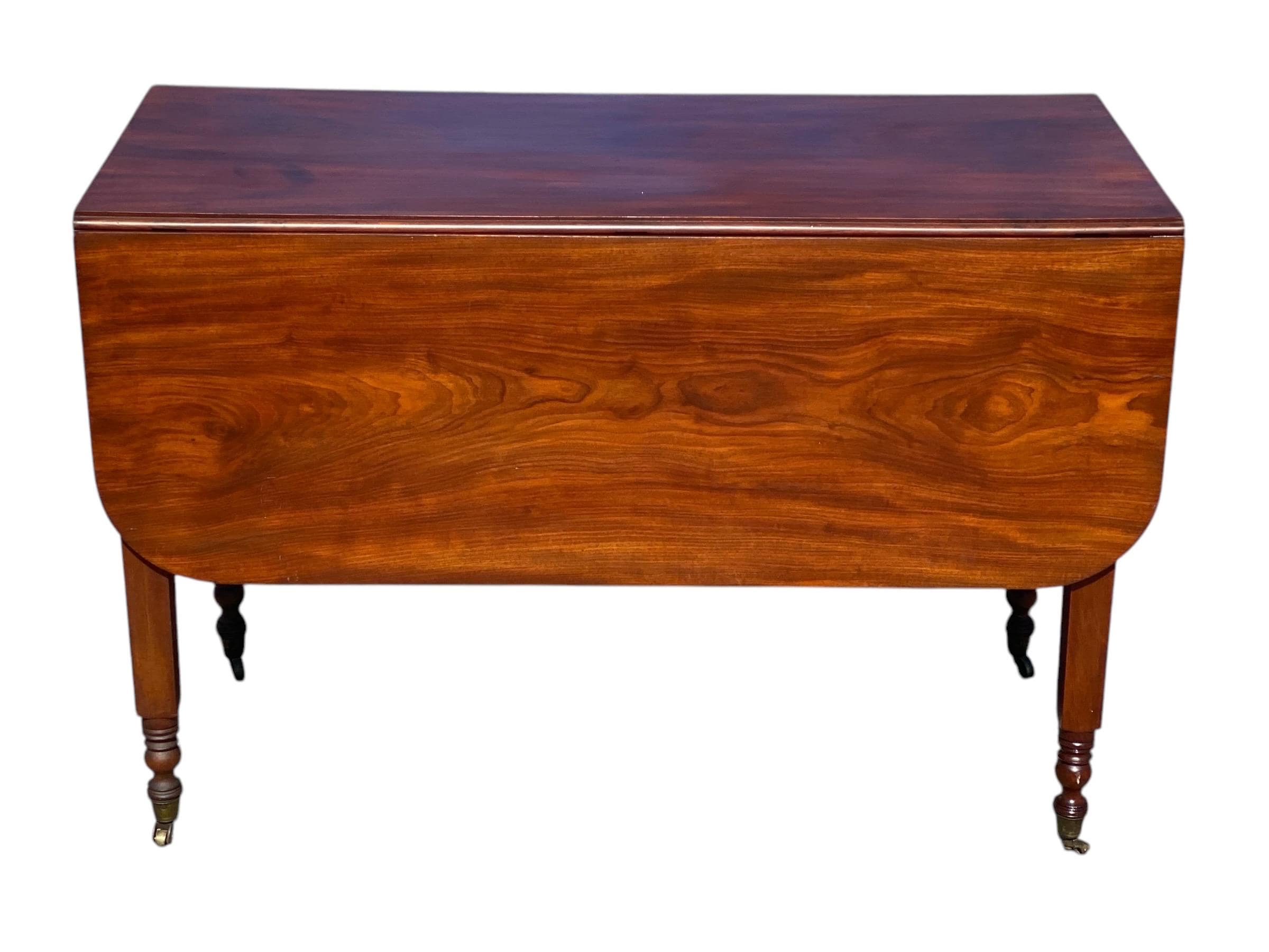 Antique Sheraton New England Figured Mahogany Dropleaf Dining Table Circa 1810