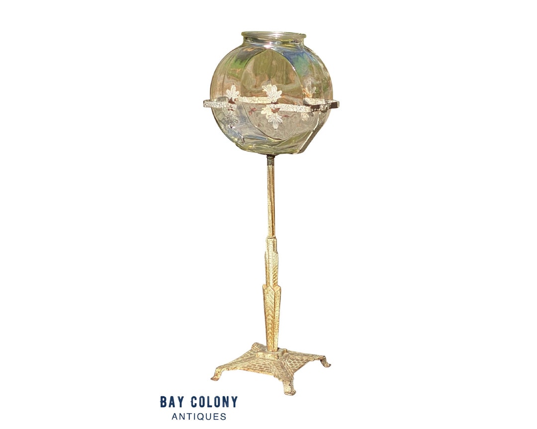 Antique Art Deco Metal Fish Bowl Stand Etsy