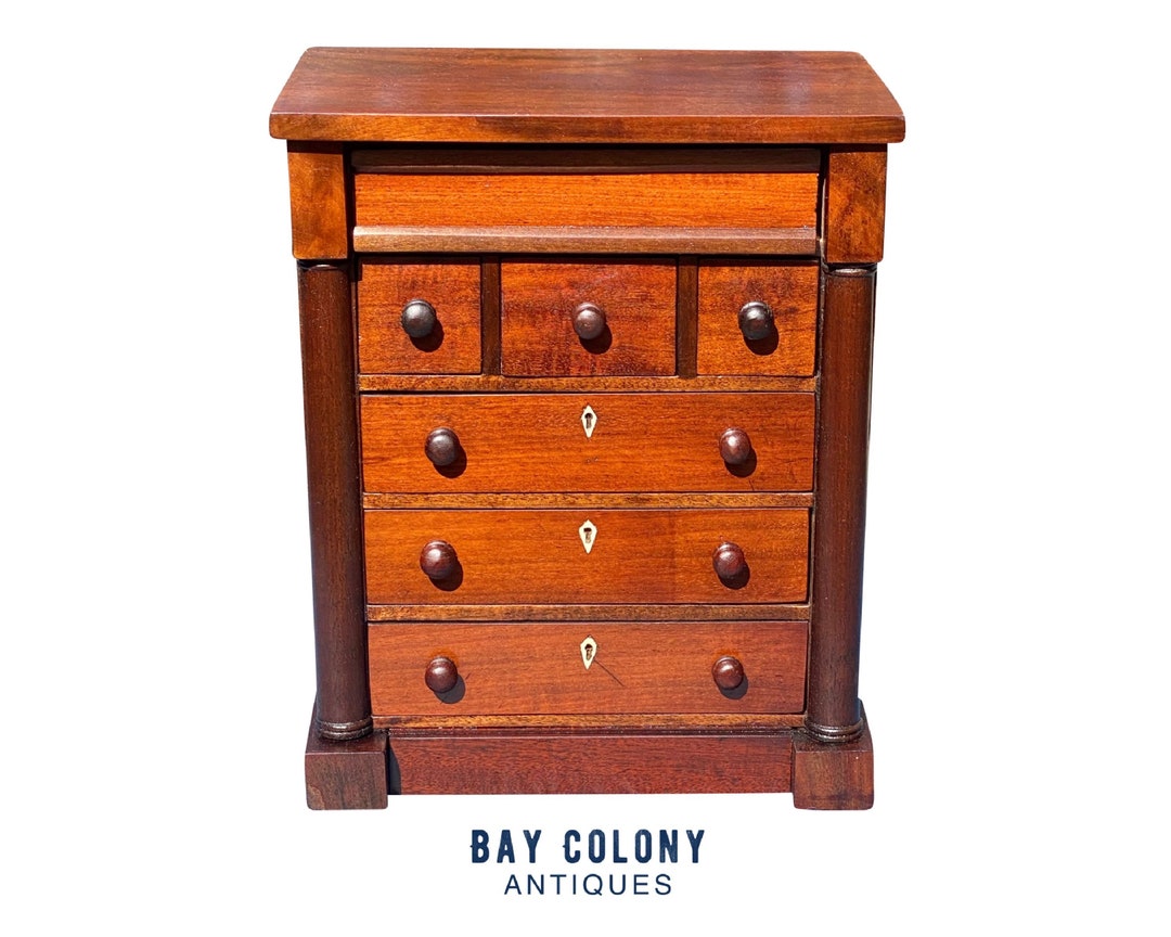 Federal Antique Style Mahogany Jewelry Chest / Dresser Box Etsy