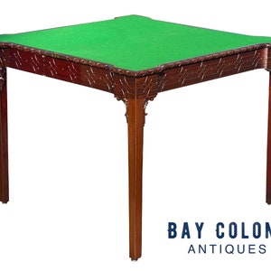 19th Century Antique Irish Chinese Chippendale Mahogany Game Table / Card Table