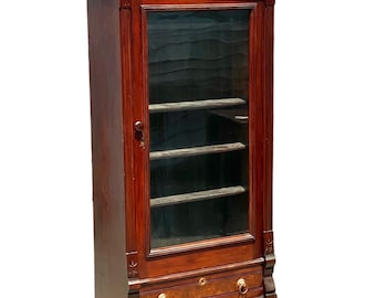 Antique Oak Bookcase With Glass Doors - Etsy