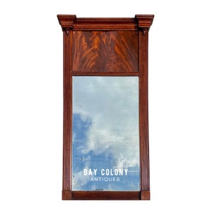 Antique Federal Mahogany Wall Mirror - Rare Mahogany Panel