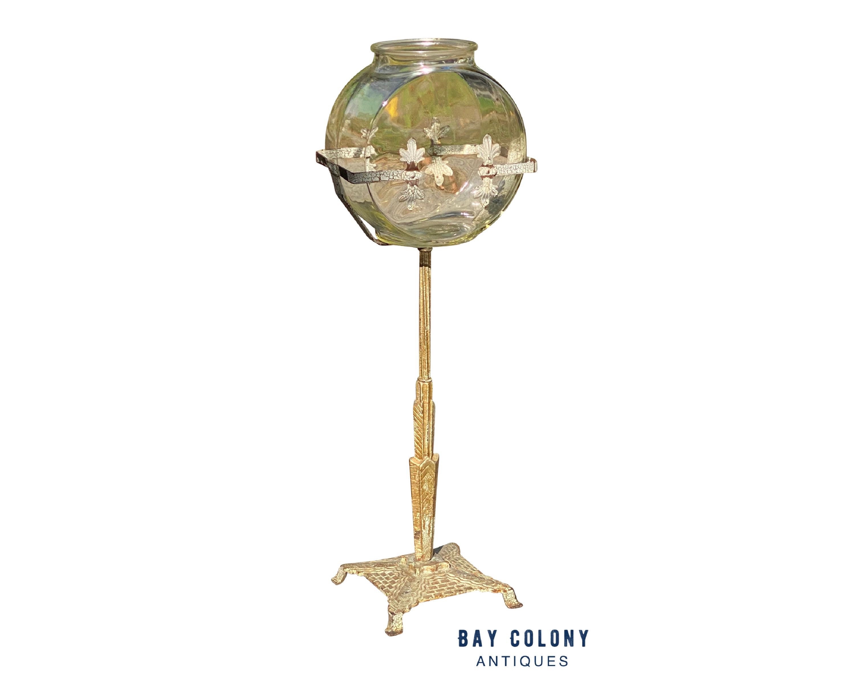 Antique Art Deco Metal Fish Bowl Stand Etsy