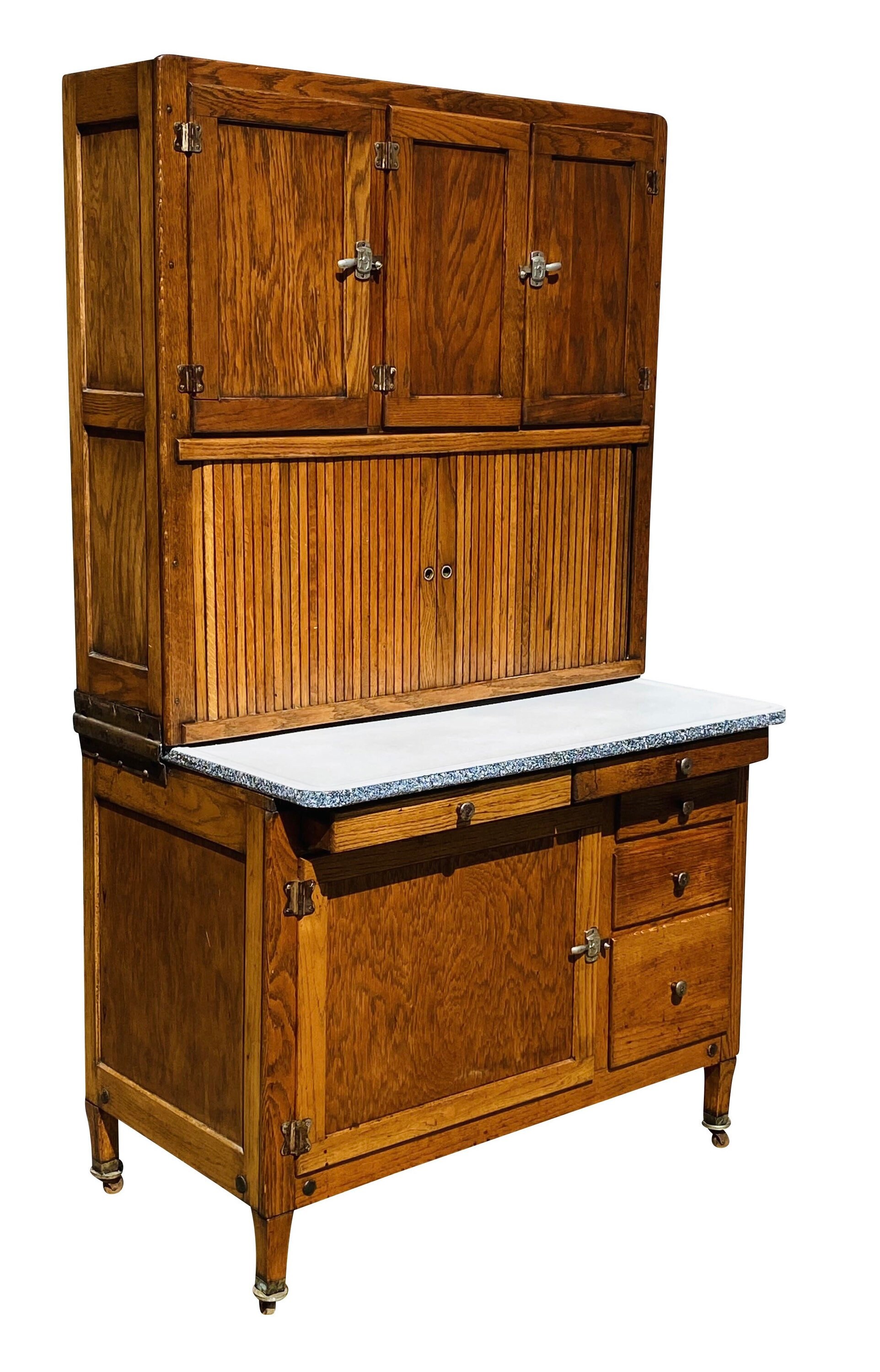 20th Century Antique 1920s Oak Hoosier With Porcelain Etsy