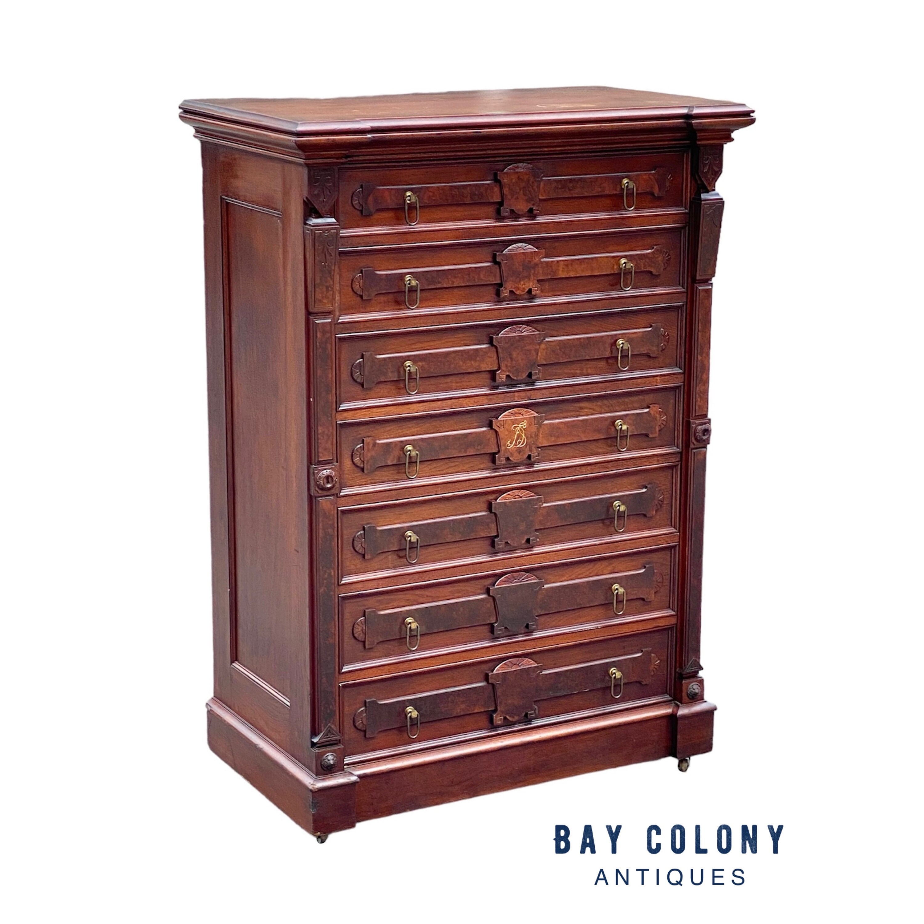 Antique Victorian Lockside Chest of Drawers / Dresser With Rare