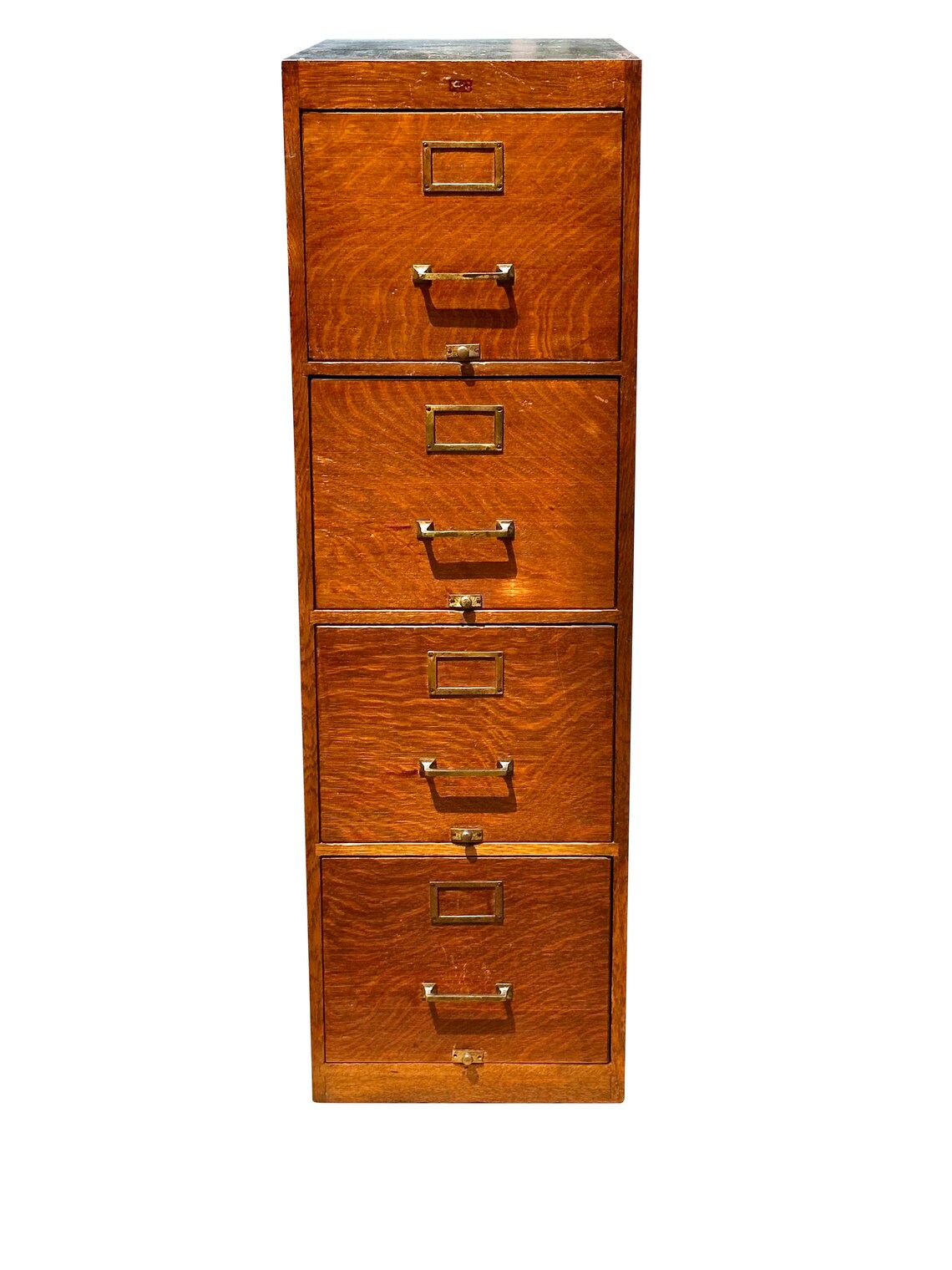 Antique Oak 4 Drawer Wood File Etsy