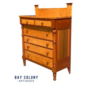 Early 19th Century Federal Birds Eye Maple Chest of Drawers With Cherry & Poplar