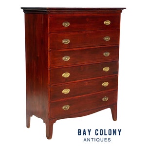 19th Century Antique Cherry Hepplewhite Chest Of Drawers / Dresser ~ Tall Chest