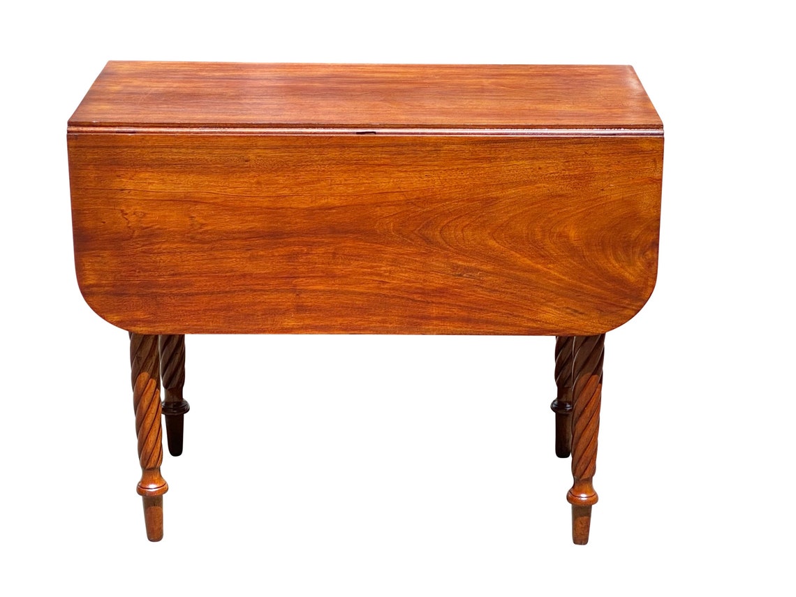 Antique Mahogany Drop Leaf Dining Table With Rope Carved Legs Etsy