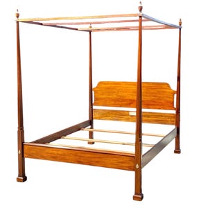 Vintage Henkel Harris Mahogany Queen Size Four Post Canopy Bed / Tester Bed