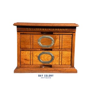 Antique Victorian Walnut Two Drawer Desktop Office File by National Cabinet