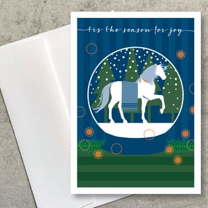Carte de vacances Cheval / Boule à neige de vacances
