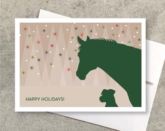 Boxed Horse Dog Holiday Cards / Starry Night