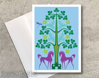 Horse Equestrian Notecard / Tree of Life