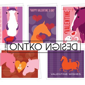 Pferde Valentinstag Karten (Box mit 5 Karten)