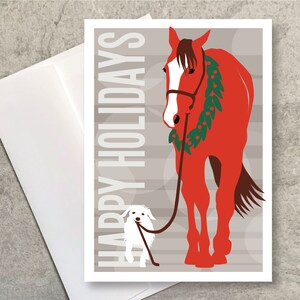 Chien de cheval de carte de vacances / Promenade de vacances