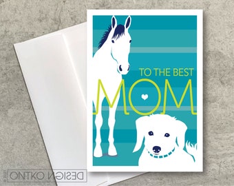 Mother's Day Horse Dog Notecard / To The Best Mom