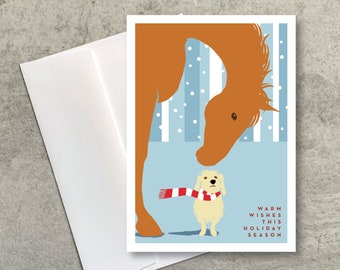 Holiday Card Horse Dog / Friends