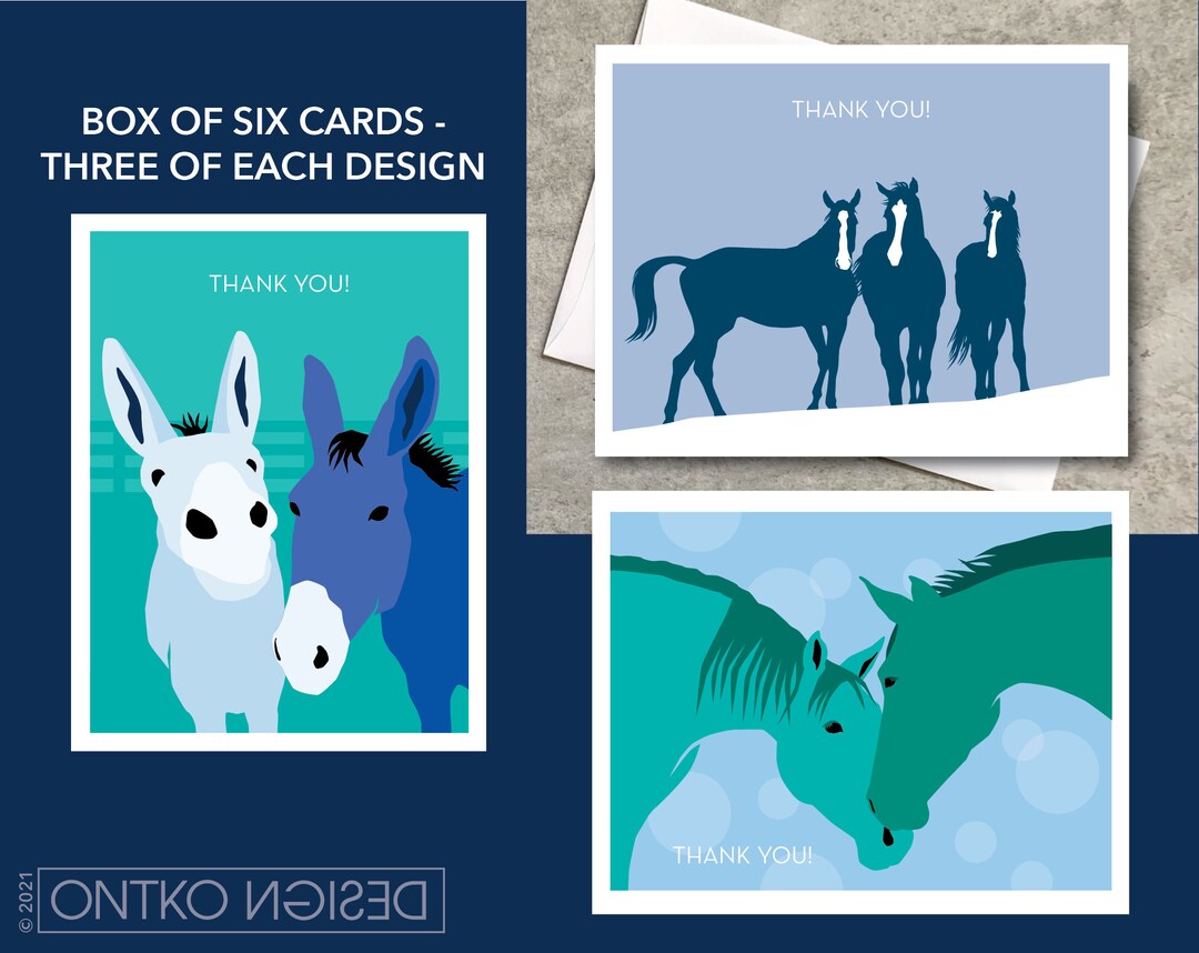 Horse Thank You Cards (box of 6 Cards) - Etsy