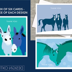 Cartes de remerciement chevaux (boîte de 6 cartes)