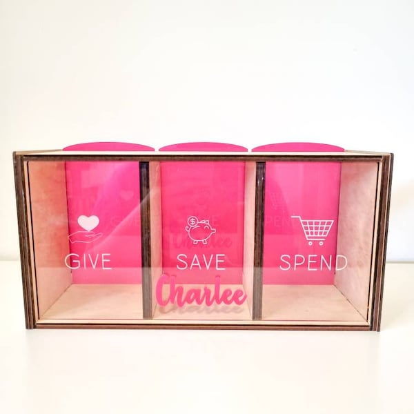 Personalised Give Save Spend Money Box