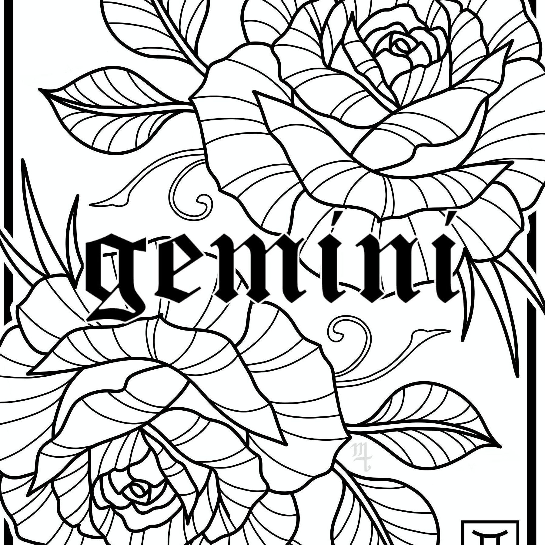 Gemini Zodiac Flower Print Rose Etsy