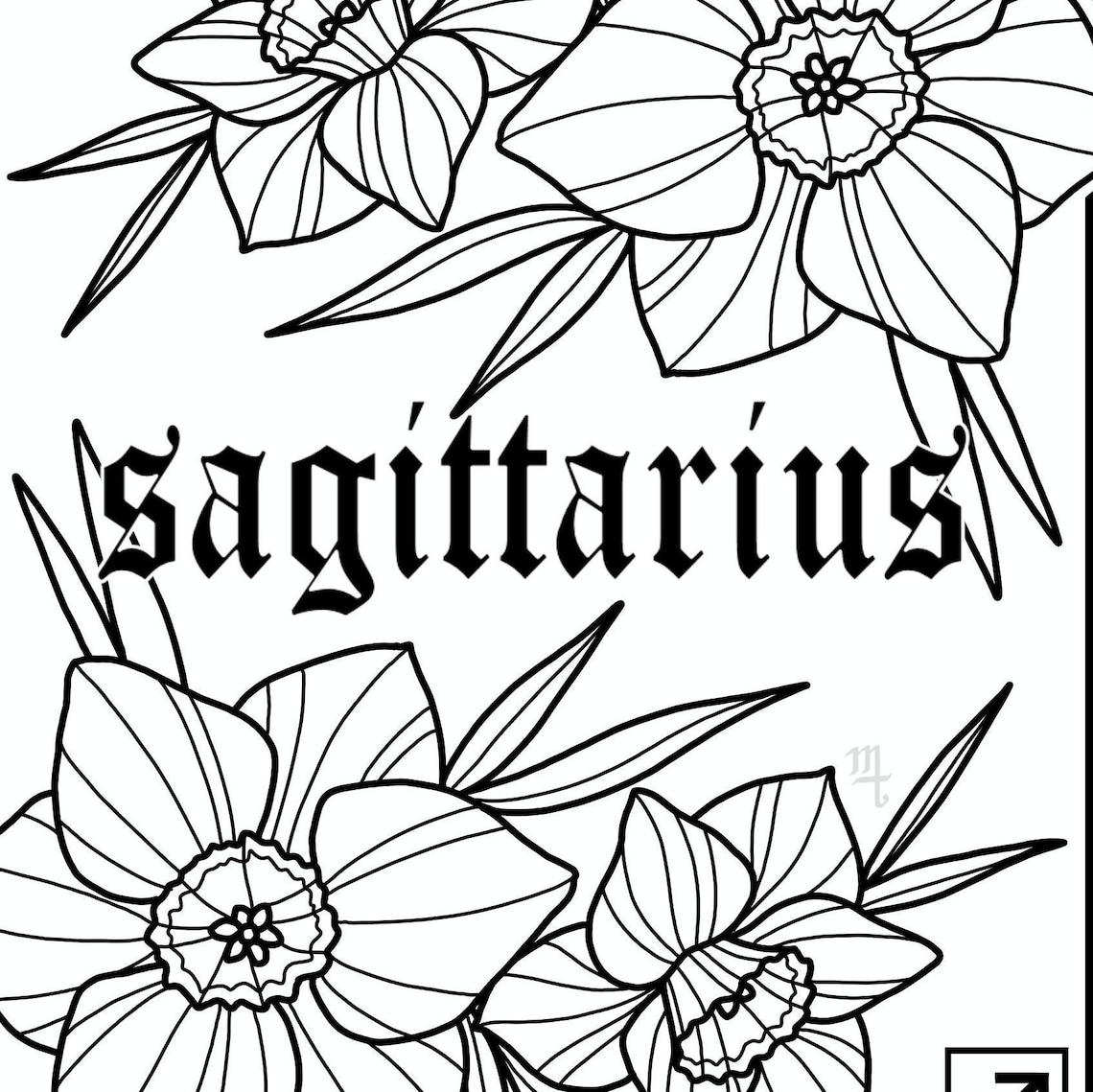 Sagittarius Zodiac Flower Print Narcissus Etsy