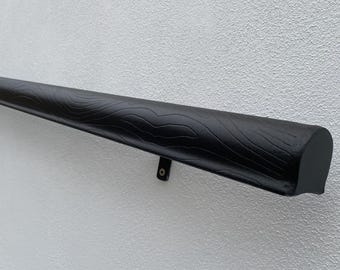 Pasamanos de hierro forjado a medida: textura de madera, pasamanos de escalera para montaje en pared